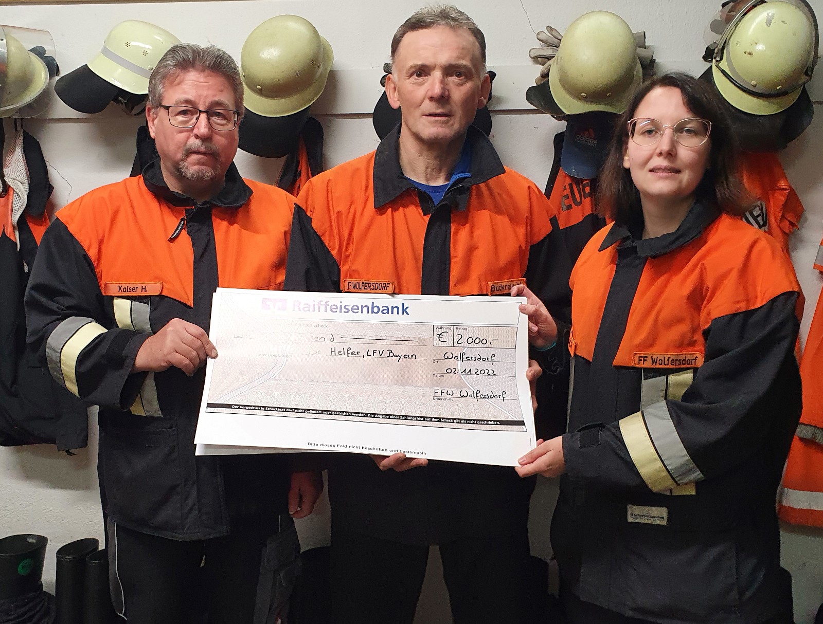 Freiwillige Feuerwehr Wolfersdorf spendet 2000 Euro