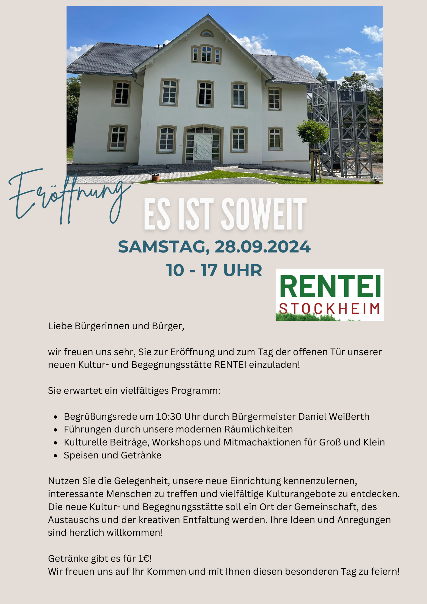 Eröffnung der Kultur- und Begegnungsstätte Rentei
